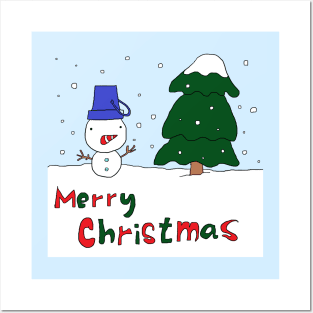 Merry Christmas, Snowman, Tree Posters and Art